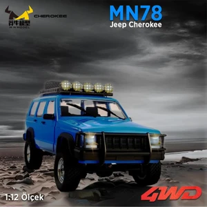 Mn Model MN78 1/12 Jeep Cherokee 4x4 Rc Model Crawler Offroad Truck Uzaktan Kumandalı Araba Rtr Mavi+Dahili Işık Seti