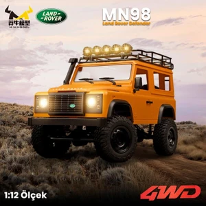 Mn Model MN98 V2 1/12 Land Rover Defender D90 4WD Rc Model Crawler Offroad Uzaktan Kumandalı Araba Truck Rtr Lisanslı Sarı+Dahili Işık Seti