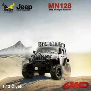 Mn Model MN128 1/12 Jeep Wrangler Rubicon 4WD Rc Model Crawler Offroad Truck Uzaktan Kumandalı Araba Rtr Gümüş+Dahili Işık Seti MN-128