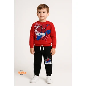 Erkek Çocuk Örümcek Adam Baskılı 2’li Eşofman Takımı Kırmızı Sweatshirt & Siyah Pantolon Günlük Kullanıma Uygun