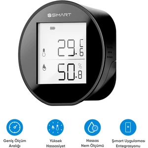 Akıllı Termometre Wi-Fi Bağlantılı Sıcaklık ve Nem Ölçer, Uygulama Destekli