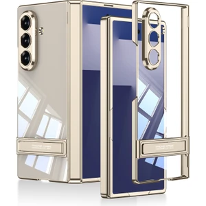 Nezih Case Samsung Galaxy Z Fold 7 Kılıf Kamera Korumalı Şeffaf Tasarımlı Standlı Kapak