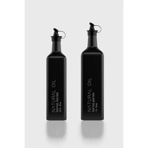 Urla Natural Oil Yazılı 750 ml ve 1000 ml 2'li Cam Yağlık Seti 152074 Mat Siyah