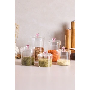 Hearts 5'li Borosilikat Cam Kavanoz Seti