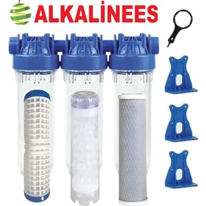 Daire Girişi Su Arıtma Cihazı 10" 3’lü Filtre Silifoz Filtreli Klor ve Kireç Önleyici Bina Sayaç Önü