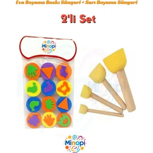 12'li Sünger Eva Baskı ve Ponpon Sünger Fırça Boyama Hobi Etkinlik Sanat