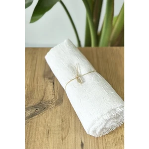 Ütü Gerektirmeyen Bambu Kraş Şal Beyaz