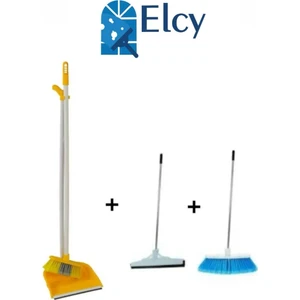 3 Lü Temizlik Seti Metal Saplı Fırça Çekpas Çekçek Lux Katlanabilir Faraş