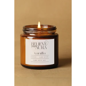 Vanilya Kokulu Mum - %100 Doğal Soya Mumu Amber Kavanoz Aromaterapi Mum - 100 cc