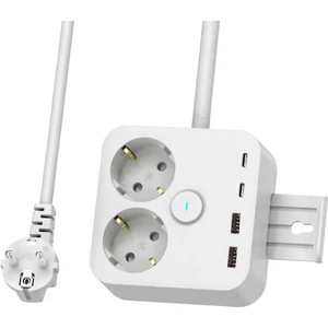 Akım Korumalı Priz 2x USB 2x Type-C Akım Korumalı 2'li Priz 1.4 mt Duvar Askılı Standlı Grup Priz