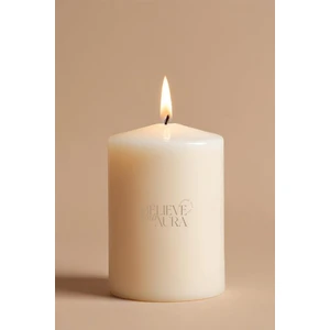 Sandal Ağacı Kokulu  Silindir Mum - %100 Doğal Soya Mumu Beyaz Dekoratif Mum - 450 gr