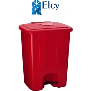Pedallı Plastik 65 Lt Kırmızı Çöp Kovası