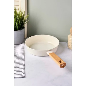 Cookwood Beige Indüksiyon Tabanlı Ahşap Saplı Seramik Tava 20 cm