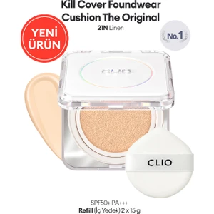 Mat Bitişli CLIO Kill Cover Founwear Cushion The Original + Refill (21N Linen) SPF50+ PA+++