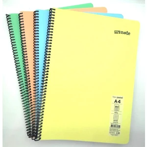 Flex Pastel Defter Pp Kapak Spiralli 80 Yp Kareli 4 Lü Set