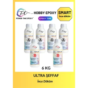 Power Time Epoxy 6 kg Hobby Epoxy Smart/ Ultra Şeffaf ve Parlak Epoksi Reçine Ince Döküm