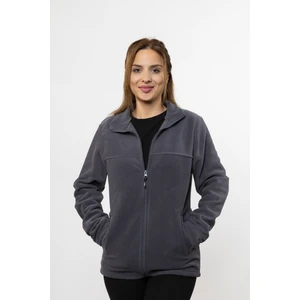 Kadın Füme Rengi Önü Fermuarlı Cepli Polar Ceket