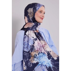 Lacivert Batik Desen Twill Şal