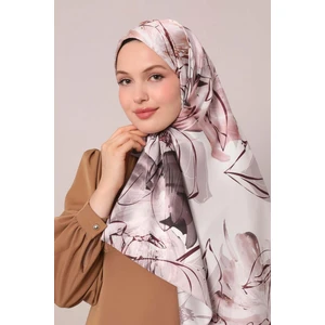 Vizon Soyut Çiçek Desen Twill Şal