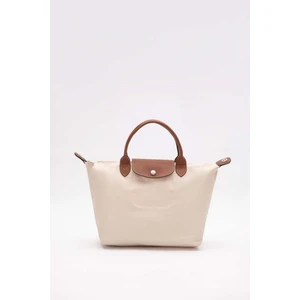 Krem Deri Kapaklı Omuz Çantası