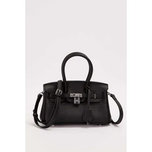 Siyah Mini Kilit Detaylı El Çantası