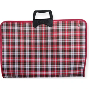 Pro Art Profesyonel Çift Taraflı Resim Çantası, 37X54CM, Puantiyeli ve Ekoseli Desenli, Taşıma Askılı