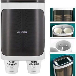 Sunup SN-27108 Kendinden Yapışkanlı Çiftli Plastik Karton Bardak Dispenseri Su Sebili Kahve Makinası Yanı Bardaklık