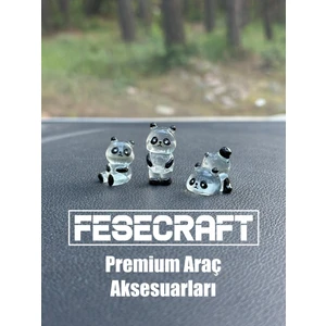 3’lü Sevimli Parlak Şeffaf Mini Panda Figürleri Araba Torpido Aksesuar Araç Içi Aksesuar Süslemeler