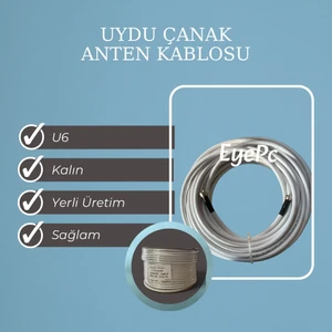 E11 10 M Çanak Anten,uydu,televizyon Kablosu Rg6 Hd 10 Metre U6 Kalın Kablo