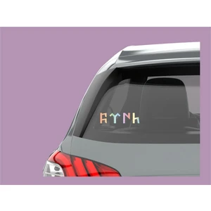 Altınuç Art Design 2 Adet 20X4 cm Hologram Renkli Göktürkçe Türk Yazı Sticker Araç Tekne Duvar Jeep Oto Sticker