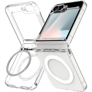 Samsung Galaxy Z Flip 7 Kılıf Magsafe Wireless Kablosuz Şarj Destekli Sert Şeffaf Darbe Emici Kapak