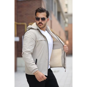 Erkek Içi Kürklü Su ve Rüzgar Geçirmez Kapüşonu Çıkarılabilir Kışlık Mont