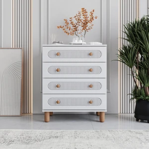 Milen 4 Çekmeceli Şifonyer Tamamı Mdf (Beyaz)