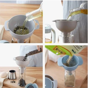 3’lü Plastik Huni Seti – Süzgeçli, Farklı Boylarda – Gıda Dolumu Için Pratik Mutfak Hunisi