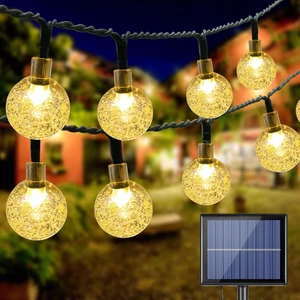 Güneş Enerjili Solar 50 Ledli Kristal Top 7 Metre Bahçe Teras Balkon Ağaç Aydınlatma 8 Modlu