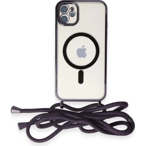 Newface iPhone 11 Kılıf Divo Lazer Askılı Magsafe Kapak - Derin Mor