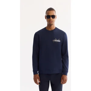 Avva Erkek Lacivert Bisiklet Yaka Pamuklu Bi-Stretch Baskılı Regular Fit Sweatshirt A52Y1260