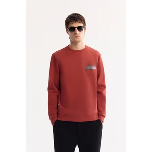 Avva Erkek Kiremit Bisiklet Yaka Pamuklu Bi-Stretch Baskılı Regular Fit Sweatshirt A52Y1260