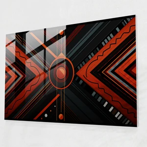 Aborijinal Geometrik Cam Tablo - Aborijinal Kabile Desenleri Ev Dekorasyonu Minimalist