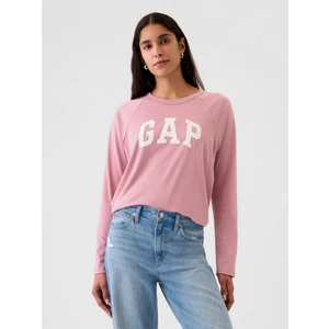 Kadın Pembe Organik Pamuk Raglan Gap Logo T-Shirt