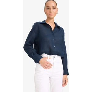 %100 Keten Oversize Geniş Kalıp Uzun Kollu Gömlek Z6638AZ25SP