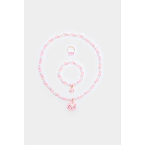 Kız Çocuk Renkli Kolye Küpe Bileklik Seti F6889A8NS