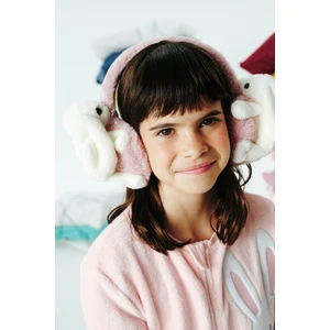 Gül Kurusu Kız Çocuk Bunny Tavşan Desenli Fermuarlı Tulum