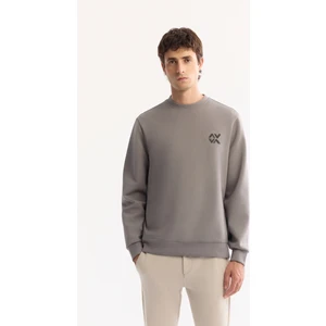 Avva Erkek Gri Bisiklet Yaka Pamuklu Bi-Stretch Basic Regular Fit Sweatshirt A52Y1328