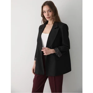 Kadın  Çizgili Içi Astarlı Kol Detaylı Blazer Ceket