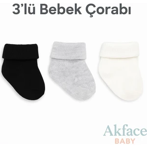 Düz Pamuk Erkek Kıvrık Bebek Çorabı 0-6 Ay