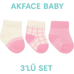 Desenli Pamuklu Kız 0-6 Ay Yenidoğan Bebek Çorabı