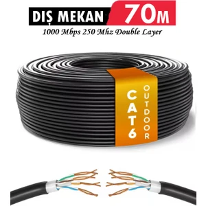 70 Metre Dış Ortam Cat6 Internet Kablosu High Speed 2 Kat Dış Mekan 23AWG Bakır Tel
