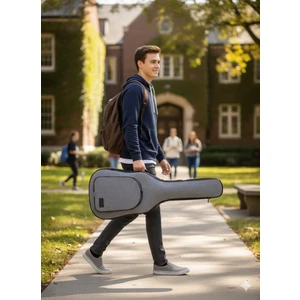 Klasik Gitar Çantası-Kılıfı-Kalın-Gigbag-Gri-Siyah Fitil-Keten-Su GEÇİRMEZ-GTRGRİSİYAH001