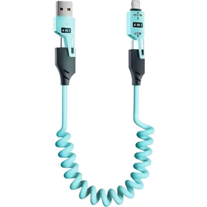 Eıma Iphone iPad MacBook Android Uyumlu  4in1 Spiral Şarj Kablosu 65W Hızlı Şarj - Usb-A Type-C Lightning Çoklu Kablo - Esnek Yay Tasarım - Premium Kalite Çok Fonksiyonlu Data Kablosu 1.5m 